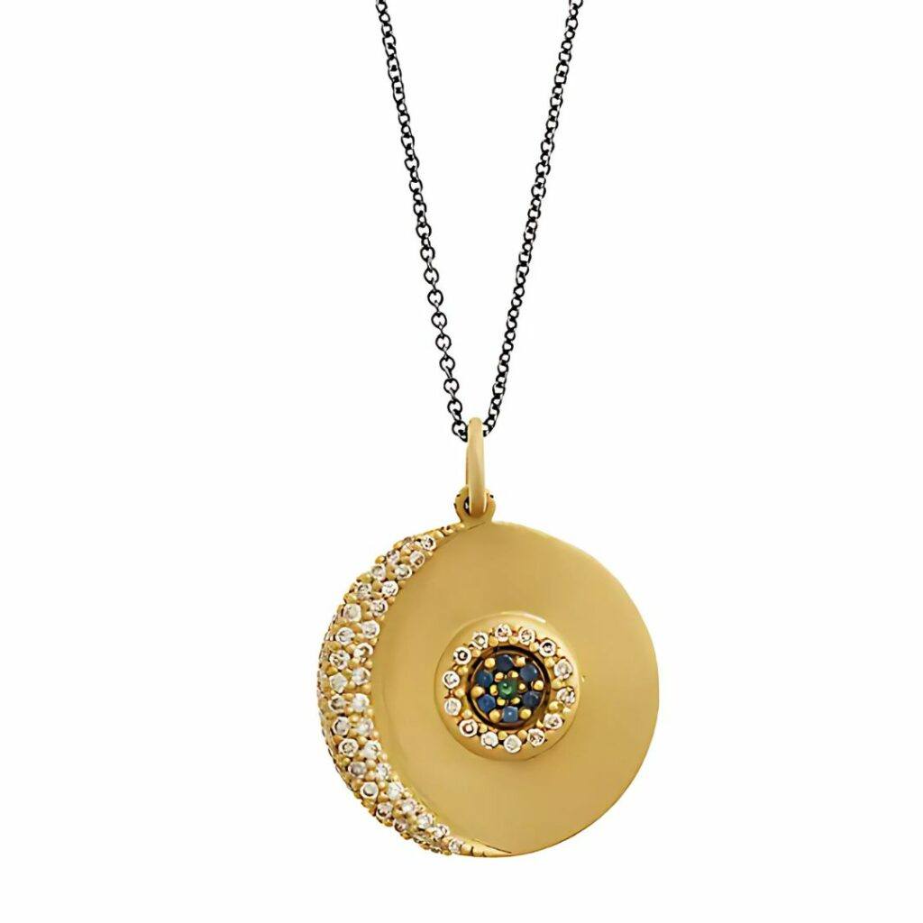 Ileana Makri Evil Eye 18K Gold Brown Diamond Blue Sapphire Pendant